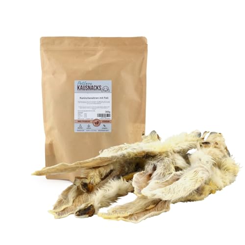 PetLove Kaninchenohren Mit Fell (300g) • Kausnack für Hunde & Katzen • 100% Natürliches Trockenfleisch • Langer Kauspaß • Leicht Verdaulich & Nahrhaft • Hunde Leckerli von PetLove