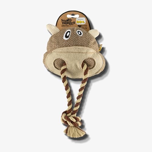 PetLove Wonky Woolies Tuggerz, Schwein, strapazierfähiges Plüsch- und Seilspielzeug für Hunde und Welpen mit Quietsche, 100% recyceltes Material von PetLove