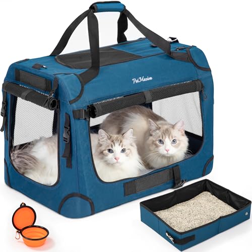 PetMasion Extra große Katzentragetasche für 2 Katzen, weiche Haustier-Auto-Reisetasche, XL-Tasche für große große Katzen, ab 9 kg, für zwei Katzen, lange Reisen, 61 x 41,9 x 41,9 cm, mit PetMasion Extra große Katzentragetasche für 2 Katzen, weiche Haustier-Auto-Reisetasche, XL-Tasche für große große Katzen, ab 9 kg, für zwei Katzen, lange Reisen, 61 x 41,9 x 41,9 cm, mit von PetMasion