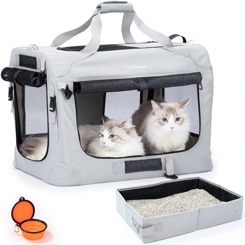 PetMasion Extra große Katzentragetasche für 2 Katzen, weiche Haustier-Auto-Reisetasche, XL-Tasche für große große Katzen, ab 9 kg, für zwei Katzen, lange Reisen, 61 x 41,9 x 41,9 cm, mit von PetMasion