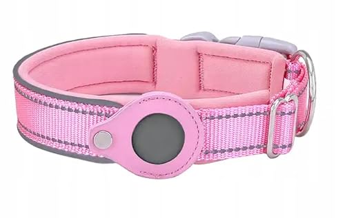 PetMix - Hundehalsband - Halsband für Hund - Halsband mit GPS-Tracker-Halterung - mit Platz für GPS - mit Trackerhalterung - Dog Collar (Rosa, L) von PetMix