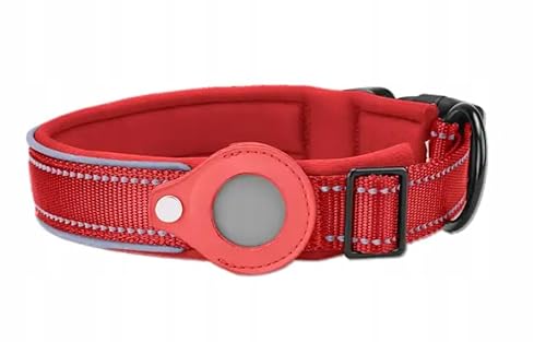 PetMix - Hundehalsband - Halsband für Hund - Halsband mit GPS-Tracker-Halterung - mit Platz für GPS - mit Trackerhalterung - Dog Collar (Rot, S) von PetMix