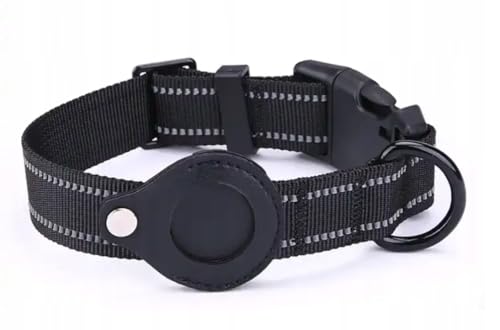 PetMix - Hundehalsband - Halsband für Hund mit GPS-Tracker-Halterung - GPS-Halsband mit Trackerhalterung - Dog Collar (Schwarz, M) von PetMix