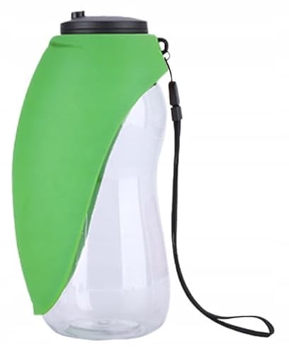 PetMix - Trinkflasche Hunde für Unterwegs - Petkit - Hundetrinkflasche -Welpen Zubehör - Wasserflasche - Wasserspender - Silikon Trinkblatt - Hundezubehör (Grün, 680ml) von PetMix