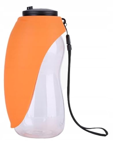 PetMix - Trinkflasche Hunde für Unterwegs - Petkit - Hundetrinkflasche -Welpen Zubehör - Wasserflasche - Wasserspender - Silikon Trinkblatt - Hundezubehör (Orange, 680ml) von PetMix