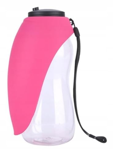 PetMix - Trinkflasche Hunde für Unterwegs - Petkit - Hundetrinkflasche -Welpen Zubehör - Wasserflasche - Wasserspender - Silikon Trinkblatt - Hundezubehör (Rosa, 680ml) von PetMix