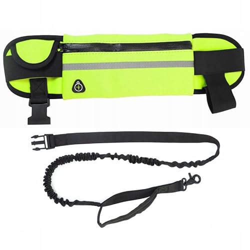 PetMix - Jogginggürtel mit Hundeleine 1,8m – Freihändige Hundeleine mit Bauchgurt und Tasche für Laufen, Joggen, Wandern – Reflektierende Leine für Hunde (Hellgrün, 1,8m) von PetMix