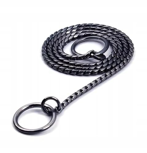 PetMix - Kettenhalsband Hund 4mm Zugstopp 50cm - Hundehalsband Silberne Hundetrainingshalsung - Trainingshalsband Hund - Robuste Metall-Kette - Effektive Kontrolle (Schwarz, 4mm*50 cm) von PetMix