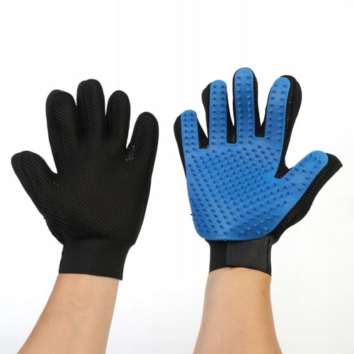 PetMix - Tierhaarentferner Handschuh - Katzenhaarentferner - Katzenbürste - Hundebürste - Fellpflege - Massieren - Für Trocken und Nassgebrauch (Blau) von PetMix