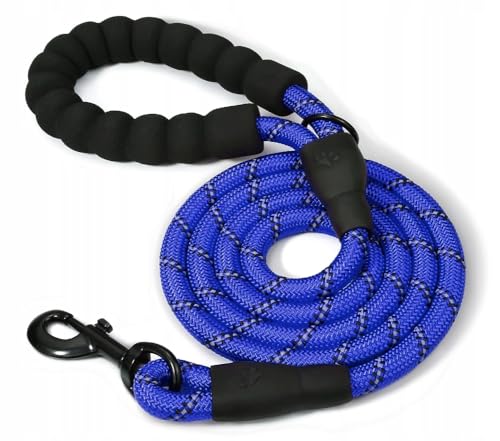 Petmix - Reflektierende Hundeleine 1,5 m – Trainingsleine aus Nylon mit gepolstertem Griff – Führleine für kleine, mittlere und große Hunde - Retrieverleine - Sicherheitsleine Hunde (Dunkelblau, 1,5m) von PetMix