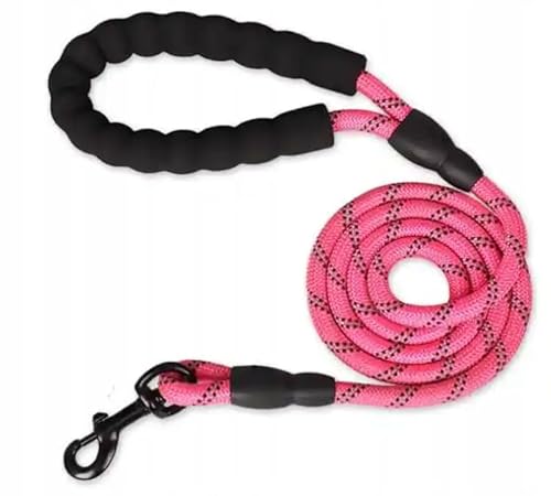 Petmix - Reflektierende Hundeleine 1,5 m – Trainingsleine aus Nylon mit gepolstertem Griff – Führleine für kleine, mittlere und große Hunde - Retrieverleine - Sicherheitsleine Hunde (Rosa, 1,5m) von PetMix