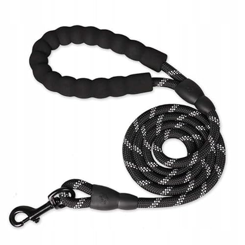 Petmix - Reflektierende Hundeleine 1,5 m – Trainingsleine aus Nylon mit gepolstertem Griff – Führleine für kleine, mittlere und große Hunde - Retrieverleine - Sicherheitsleine Hunde (Schwarz, 1,5m) von PetMix
