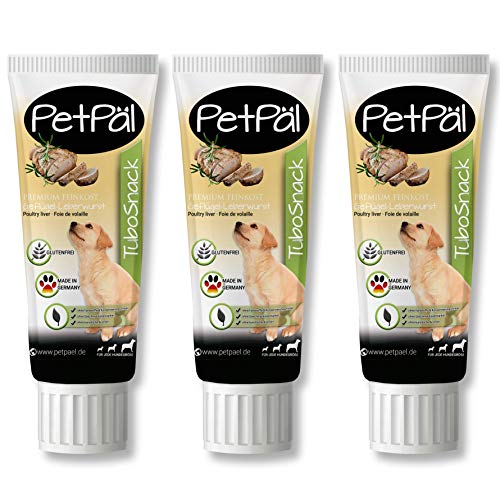 PetPäl Hunde Geflügel Leberwurst “TuboSnack“ - Ohne Getreide, Salz, Zucker - Premium Leckerli aus der Tube - Fettreduziert lecker, gesund - Ideal auch für Welpen - 3X 75g Hunde Snack Made in Germany PetPäl Hunde Geflügel Leberwurst “TuboSnack“ - Ohne Getreide, Salz, Zucker - Premium Leckerli aus der Tube - Fettreduziert lecker, gesund - Ideal auch für Welpen - 3X 75g Hunde Snack Made in Germany von PetPäl