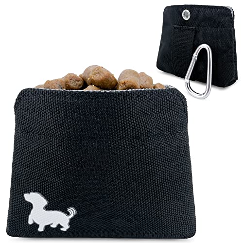 Pet Pal Tasche für kleine Hundeleckerli-Tasche mit Clip und magnetischer Öffnung, stilvolle Tasche für Hundeleckerli im Taschenformat für das Training – Schwarz mit grauer Innenseite von PetPal