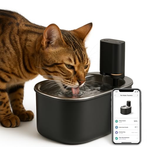Wasserbrunnen für Katzen, kabellos & leise | integrierter Filter für Wasserbrunnen für Katzen für eine gesunde Flüssigkeitszufuhr – Pumpe lebenslange Garantie, elegantes Design Wasserbrunnen für Katzen, kabellos & leise | integrierter Filter für Wasserbrunnen für Katzen für eine gesunde Flüssigkeitszufuhr – Pumpe lebenslange Garantie, elegantes Design von PetPalace