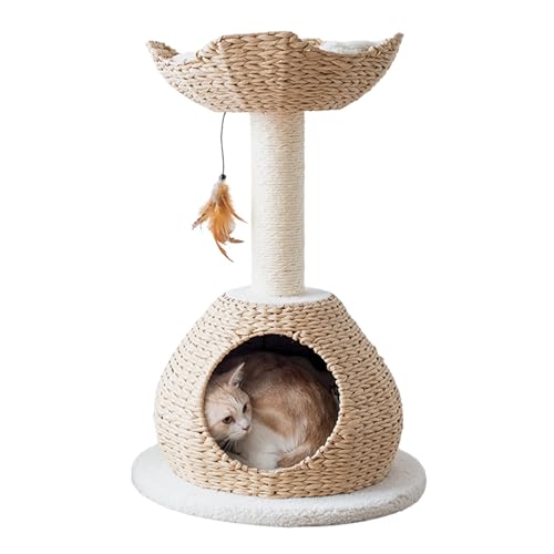 Petpals Luxuriöser handgefertigter Boho Chic Katzenbaumturm - Nachhaltiges Design - Perfekt für kleine Rassen - Moderne Katzenmöbel mit Bett und Kratzpfosten von PetPals
