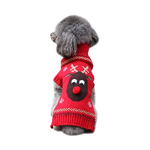 Hund Weihnachtspullover Weihnachtsheilspülpullover Hund Kleidung Frühling Herbst Teddy Pudel Welpe Pullover Weihnachtskleidung Elch Weihnachtskleid Hunde Strickpullover Strickkleidung von PetPhindU