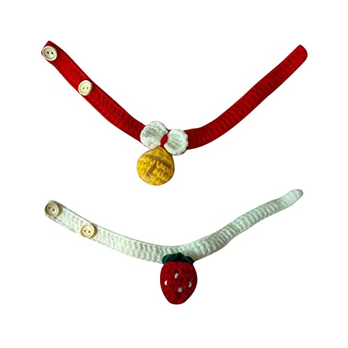Nette Hand-Woven Halsbänder für Katzen Kirsche und Erdbeere Glocken Stricken Hund Halsketten Foto Dekorationen für Katzen und Hunde (2 Stück) von PetPhindU
