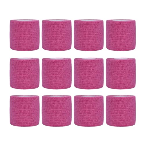 PetPhindU 12 Selbstklebende Bandage, Flexible Kohäsive Bandage, Elastische Selbstklebende Bandage für Hunde, Haustiere und Menschen, Fixierbandage für Knöchel, Handgelenk (Rosenrot,5cm x 4.5m) von PetPhindU