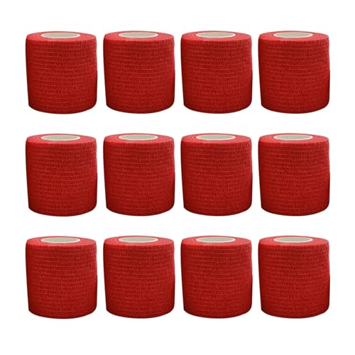 PetPhindU 12 Selbstklebende Bandage, Flexible Kohäsive Bandage, Elastische Selbstklebende Bandage für Hunde, Haustiere und Menschen, Fixierbandage für Knöchel, Handgelenk (Rot,7.5cm x 4.5m) von PetPhindU