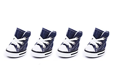 PetPhindU 4 Psc Hund Schuh-Breathable Convas Sneaker Weiche Sohle Hund Verursachende Schuhe All Seasons Teddy Bichon Small Medium Hunde PetPhindU 4 Psc Hund Schuh-Breathable Convas Sneaker Weiche Sohle Hund Verursachende Schuhe All Seasons Teddy Bichon Small Medium Hunde von PetPhindU