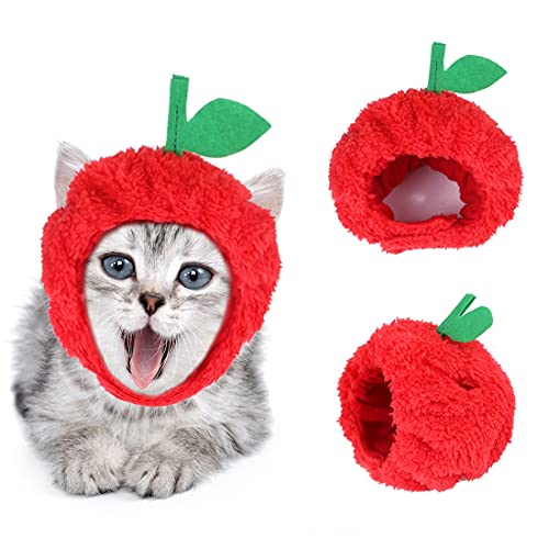 PetPhindU Pet Kopfbedeckungen Weichen Stirnband Netter Apple-Hut-Warmer Hut Haustier Kopfschmuck Hund Kostüm Zubehör für Katzen Kätzchen Welpen Kleine Hunde Französisch Bulldog Weihnachten Halloween von PetPhindU