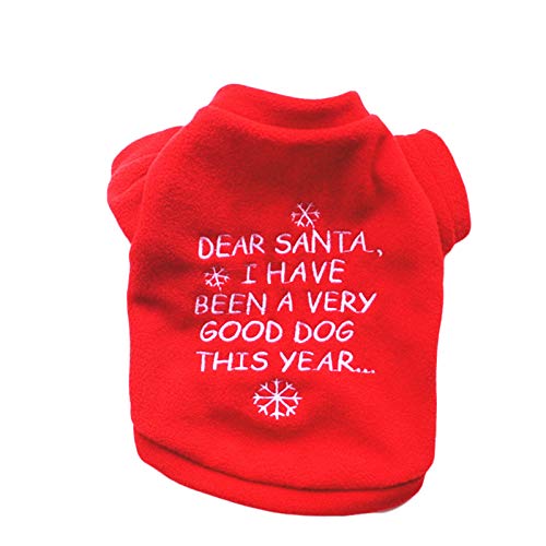 PetPhindU Weihnachten Rote Kleidung Mantel für Kleine, Mittlere Hunde, Party Pullover Outfits Neuen Jahres für Hunde Fleece Overall Weiche Ausstattung von PetPhindU