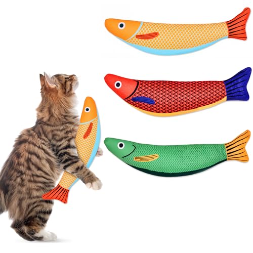 PetPrana Katzenspielzeug, 3 Stück, Katzenminze, Fischkicker mit Knistergeräusch, langlebiges Plüschspielzeug für Indoor-Katzen und Kätzchen, 23,9 cm PetPrana Katzenspielzeug, 3 Stück, Katzenminze, Fischkicker mit Knistergeräusch, langlebiges Plüschspielzeug für Indoor-Katzen und Kätzchen, 23,9 cm von PetPrana