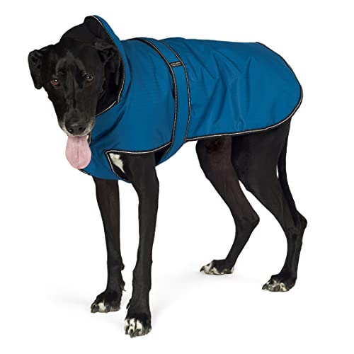 PetRageous Juneau 7303TXXL wasserdichter Hundemantel mit vollständiger Brustabdeckung, Hundeleinenöffnung, 71 cm lang, schwere Jacke für extra große Hunde, Blaugrün von PetRageous