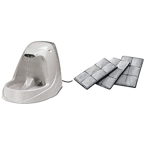 PetSafe Drinkwell Trinkbrunnen Platin, Filtert Wasser für Hunde und Katzen, BPA-freier Kunststoff, 5 L Fassungsvermögen & Ersatz-Aktivkohlefilter für PetSafe Drinkwell Trinkbrunnen Premium, 3er-Pack von PetSafe