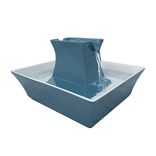 PetSafe Keramik Pagodenbrunnen Trinkbrunnen für Katzen und Hunde Dual Water Stream Drinkwell - 2L Blau von PetSafe
