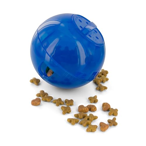 PetSafe SlimCat Futterball, Snackball für Katzen, Für eine spielerische Gewichtskontrolle, 150ml Trockenfutter, Blau von PetSafe
