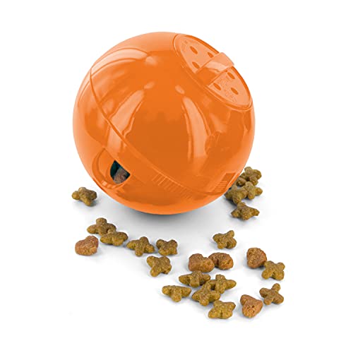 PetSafe SlimCat Futterball, Snackball für Katzen, Für eine spielerische Gewichtskontrolle, 150ml Trockenfutter, Orange von PetSafe