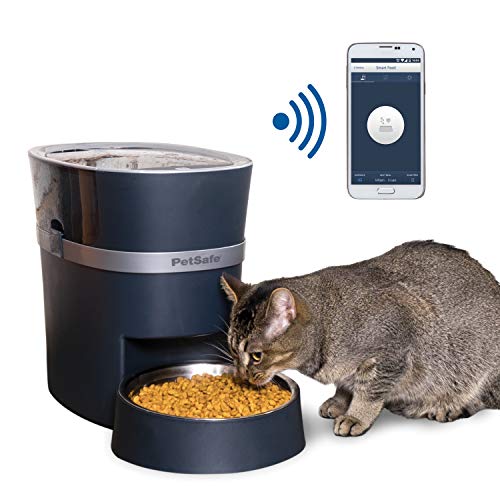PetSafe Smart Feed Futterautomat, Mit Smartphone-Steuerung per App, Für Trockenfutter geeignet, 1,5 L Kapazität, Schwarz, Grau von PetSafe