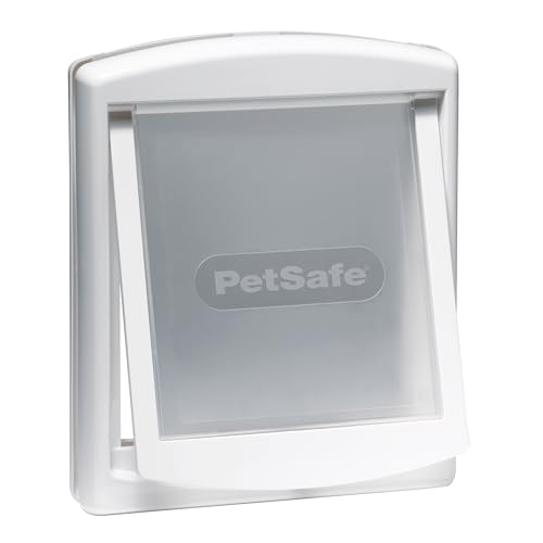 PetSafe Staywell Haustiertüre Original aus Kunststoff mit 2 Verschlussoptionen, Für Haustiere bis zu 45 kg, Größe L, Weiß von PetSafe