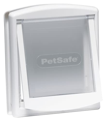 PetSafe Staywell Haustiertüre Original mit 2 Verschlussoptionen, Für Innen- und Außentür, Für Hunde und Katzen bis zu 7 kg, Größe S, Weiß von PetSafe