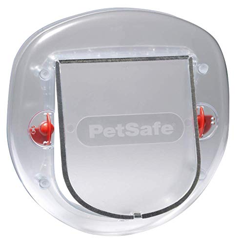 PetSafe Große Katzenklappe für Katzen/kleine Hunde, Ideal für Fenster/Schiebetüren, Tiere bis 10 kg, 4 manuelle Verschlussoptionen, Weiß, Staywell von PetSafe