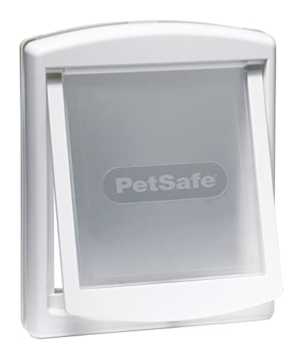 PetSafe Staywell Haustiertüre Original mit 2 Verschlussoptionen, Für Innen- und Außentür, Für Hunde und Katzen bis zu 18 kg, Größe M, Weiß von PetSafe