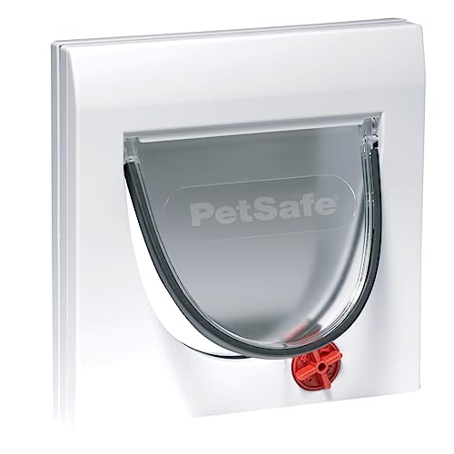 PetSafe Katzenklappe Staywell Klassik, 4 manuelle Verschlussoptionen, Für Haustiere bis 7 kg, Maße 22,3 cm x 22,3 cm, Weiß von PetSafe