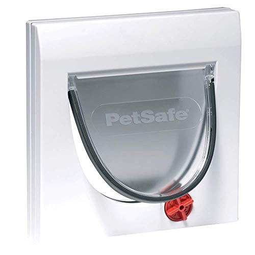 PetSafe Staywell Manuelle Katzenklappe Klassik mit 4 Verschlussoptionen, Einschließlich Tunnel, Für Haustiere bis 7 kg, Weiß, 1 Stück (1er Pack) von PetSafe
