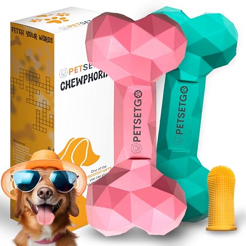 PetSetGo Unzerstörbares Hunde-Kauspielzeug für aggressive Kauer, langlebiges, natürliches, robustes Spielzeug für Langeweile und Aktivität, für kleine, mittelgroße und große Hunde, 2-in-1 Zahnen (Rosa PetSetGo Unzerstörbares Hunde-Kauspielzeug für aggressive Kauer, langlebiges, natürliches, robustes Spielzeug für Langeweile und Aktivität, für kleine, mittelgroße und große Hunde, 2-in-1 Zahnen (Rosa von PetSetGo