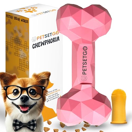 PetSetGo Unzerstörbares Kauspielzeug für aggressive Kauer, langlebiges natürliches robustes Spielzeug für Langeweile und Aktivität, für kleine, mittelgroße und große Hunde, 2-in-1 Zahnen (Rosa) PetSetGo Unzerstörbares Kauspielzeug für aggressive Kauer, langlebiges natürliches robustes Spielzeug für Langeweile und Aktivität, für kleine, mittelgroße und große Hunde, 2-in-1 Zahnen (Rosa) von PetSetGo