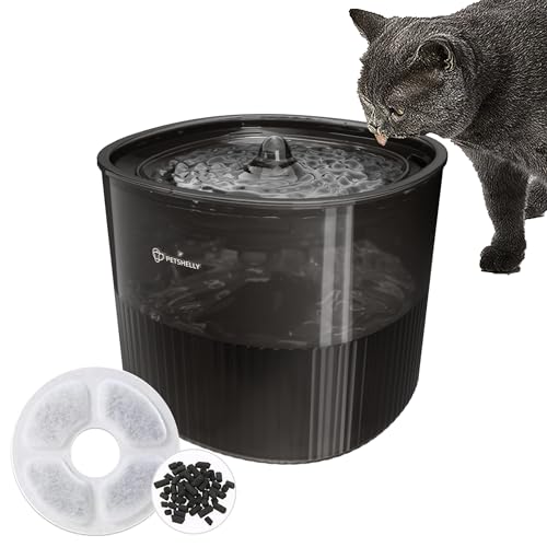 Haustier Wasserbrunnen, Automatischer Katzenwasserbrunnen Hund Wasserspender mit Smart Pumpe für Katzen, Hunde, Mehrere Haustiere (Schwarz, Kunststoff) von PetShelly