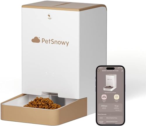 Snow+ Futterautomat Katze, 4L Automatischer Futterspender für Katze und Hund, WiFi automatischer Katzenfutterspender mit APP-Steuerung, Duale Stromversorgung, 3 Frische-Lock,1–10 Mahlzeiten/Tag von PetSnowy