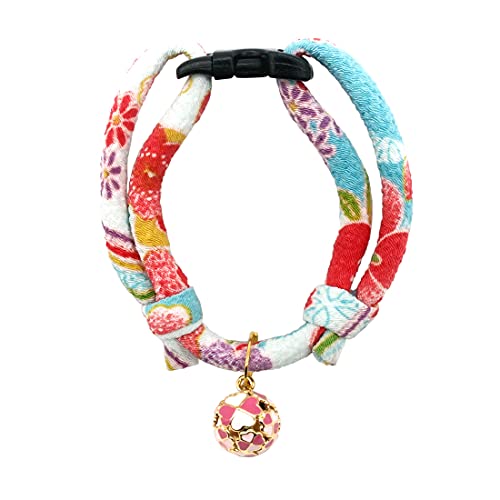 PetSoKoo Vierblttriges Kleeblatt-Katzenhalsband mit Glckchen-Schnalle, japanischer Chirimen-Stoff, unisex, Standard (6-13 inch,16-32cm), Blau, Geblmt, Medium, Katze PetSoKoo Vierblttriges Kleeblatt-Katzenhalsband mit Glckchen-Schnalle, japanischer Chirimen-Stoff, unisex, Standard (6-13 inch,16-32cm), Blau, Geblmt, Medium, Katze von PetSoKoo