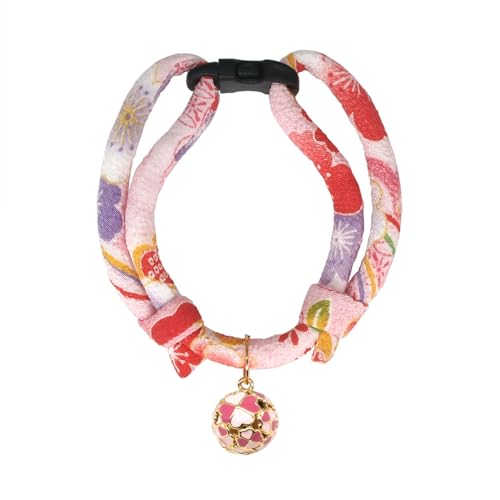 PetSoKoo Vierblättriges Kleeblatt-Katzenhalsband mit Glöckchen-Schnalle, Japanisches Chirimen, niedliches Kätzchen-Halsband für Mädchen, Jungen, Katze von PetSoKoo