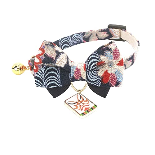 PetSoKoo Katzenhalsband, Doppelschleife, japanischer Kabuki-Charm, Sicherheitsschnalle, niedliches Kätzchen-Halsband für Mädchen und Jungen PetSoKoo Katzenhalsband, Doppelschleife, japanischer Kabuki-Charm, Sicherheitsschnalle, niedliches Kätzchen-Halsband für Mädchen und Jungen von PetSoKoo