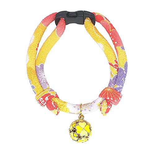 PetSoKoo Katzenhalsband, vierblättriges Kleeblatt, mit Glöckchen-Schnalle, für Mädchen und Jungen, Gelb von PetSoKoo