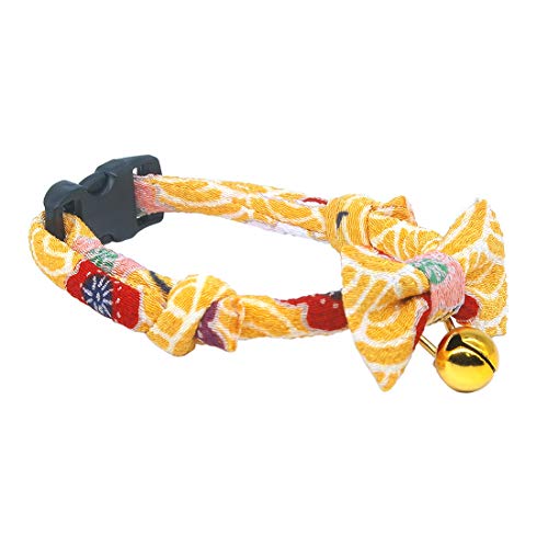 PetSoKoo Katzenhalsband mit Fliege und Glöckchen zum Ausbrechen, japanischer Chirimen-Stoff, goldene Glocke PetSoKoo Katzenhalsband mit Fliege und Glöckchen zum Ausbrechen, japanischer Chirimen-Stoff, goldene Glocke von PetSoKoo
