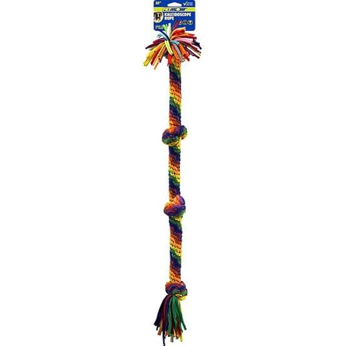 PetSport Kaleidoskop-Seil, Größe XL, 4 Knoten, 76,2 cm, Kau- und Seilspielzeug für Hunde, perfekt für Tauziehen, leuchtende Regenbogenfarben, strapazierfähiges und dehnbares Jersey-Material, 2 Stück von PetSport